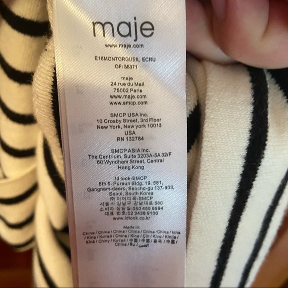 Maje Sweater Dress w/ Nautical Stripes 3/4 sleeves - Picture 8 of 16